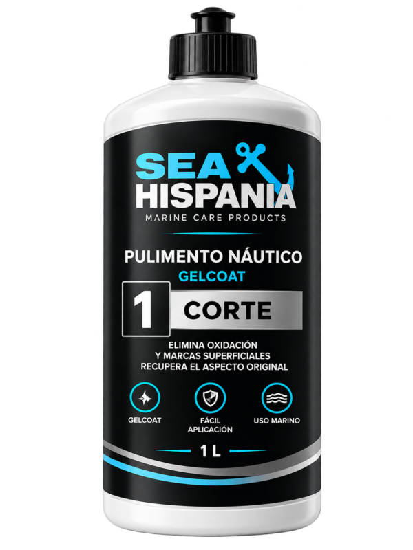 Pulimento náutico gelcoat — Paso 1 Corte · Botella de 1 litro